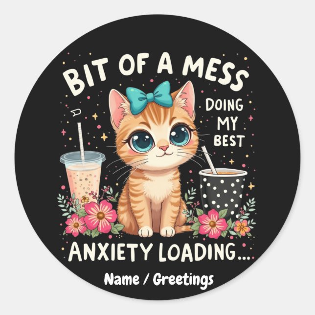 Pegatina Redonda Un poco de desaprobación, haciendo mi mejor carga  (Anverso)