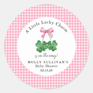 Pegatina Redonda Un poco de encanto Shamrock Baby Shower