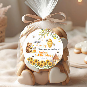 Pegatina Redonda Un poco de miel en cualquier año cumpleaños