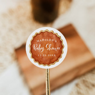 Pegatina Redonda Un poco de piel cortada Cae la calabaza Baby Showe