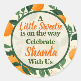 Pegatina Redonda Un poco dulce tema Naranja Baby Shower