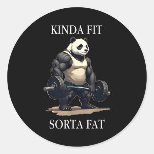 Pegatina Redonda Un Poco En Forma Algo Gordo Panda De Gimnasio Leva