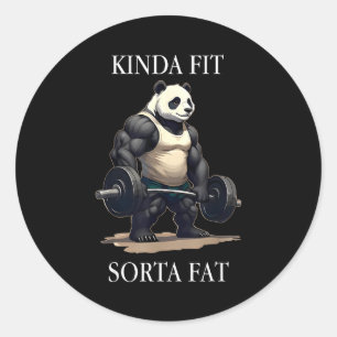 Pegatina Redonda Un poco en forma algo gordo panda del gimnasio lev