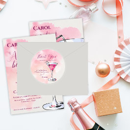 Pegatina Redonda Un poco más viejo Martini rosado cumpleaños gracia