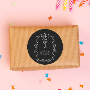 Pegatina Redonda Un poquito más viejo Martini Black Birday Party