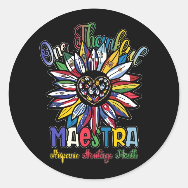 Pegatina Redonda Un profesor de Latín en el mes de la herencia hisp (Anverso)