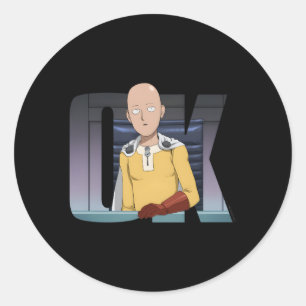 Pegatina Redonda Un Punch Saitama Ok