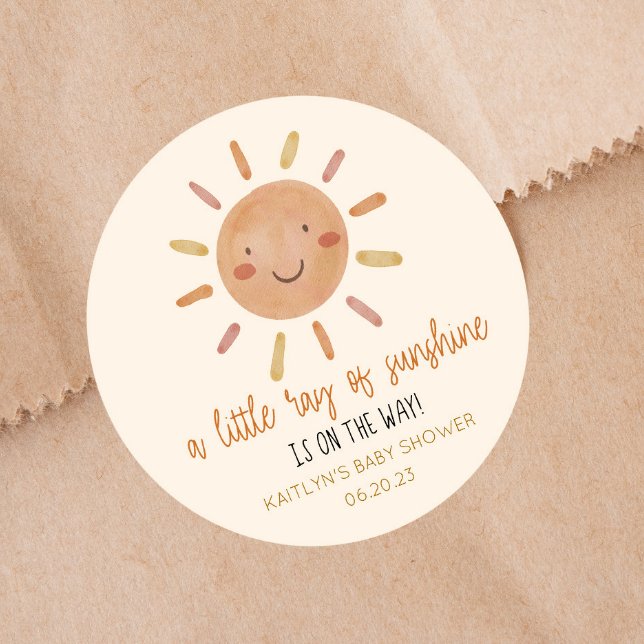 Pegatina Redonda Un Rayo Pequeño De Sol Amarillo Baby Shower (Subido por el creador)