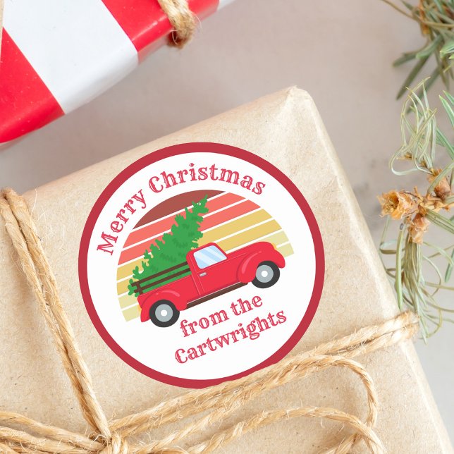 Pegatina Redonda Un regalo de Personalizado de Camión Rojo para Nav (Subido por el creador)
