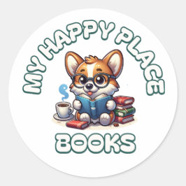 Pegatina Redonda Un regalo lindo para los que aman los libros y la 