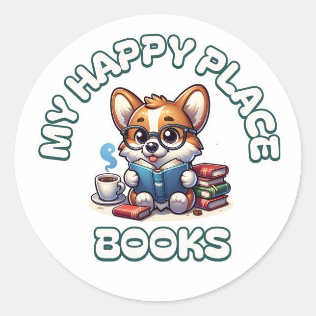 Pegatina Redonda Un regalo lindo para los que aman los libros y la  (Anverso)