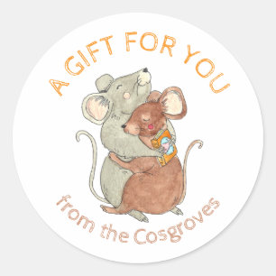 Pegatina Redonda Un Regalo Para Ti Mice Hug