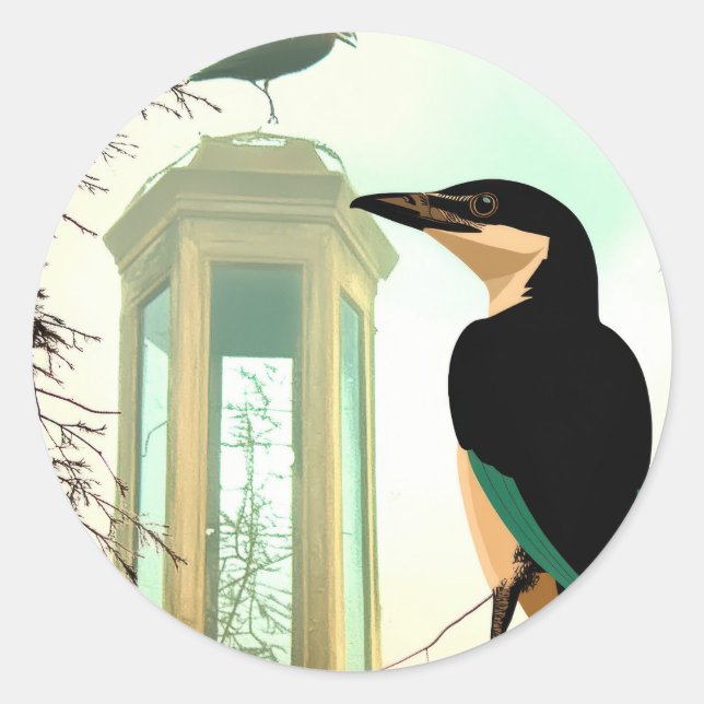 Pegatina Redonda Un respiro profundo antes de que el frío se ponga. (Anverso)