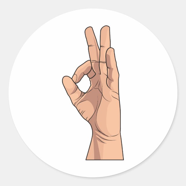 Pegatina Redonda Un Rótulo de mano y gestos OK ~ ok (Anverso)