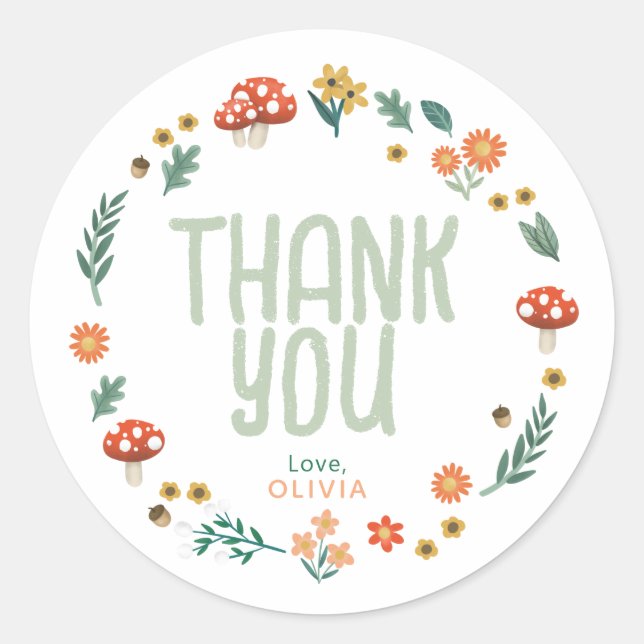 Pegatina Redonda Un simpático y rústico Baby Shower Woodland Favor (Anverso)