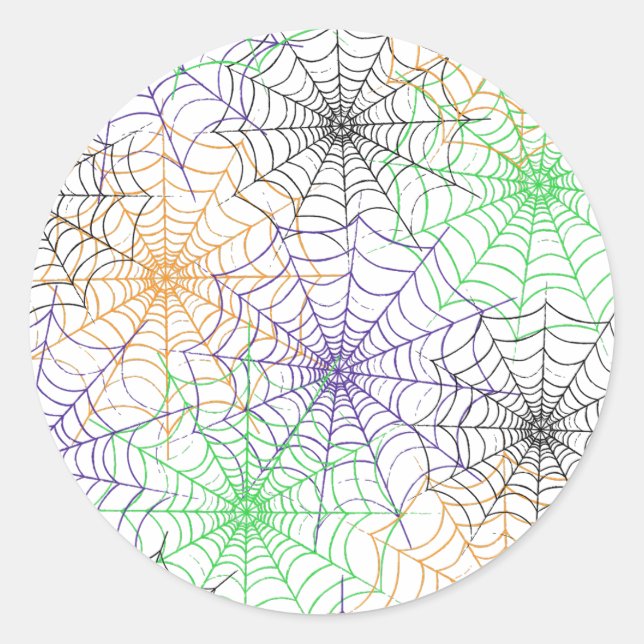 Pegatina Redonda Un simple patrón web de araña de Halloween (Anverso)