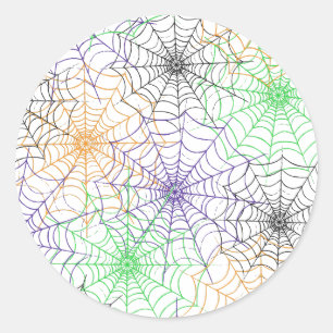 Pegatina Redonda Un simple patrón web de araña de Halloween