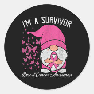 Pegatina Redonda Un sobreviviente de cáncer de mama de cinta rosada