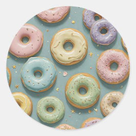 Pegatina Redonda Un sueño caprichoso de donas pastel