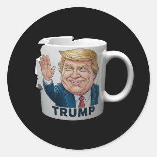 Pegatina Redonda Un tazón para el café con Trump