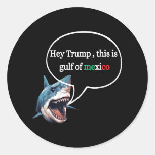 Pegatina Redonda Un Tiburón De Diseño Divertido Pregunta A Trump Es