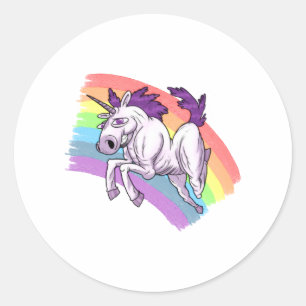 Pegatina Redonda Un unicornio majestuoso