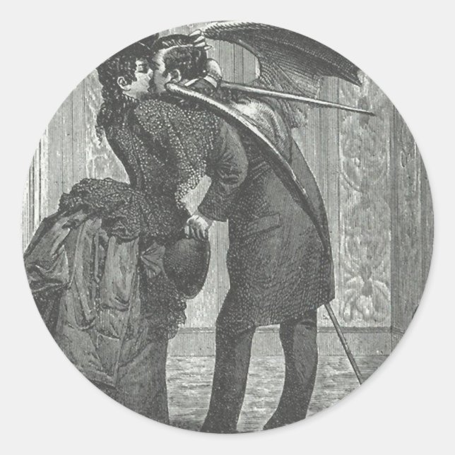 Pegatina Redonda Un vampiro victoriano/de ala gótica besada (Anverso)