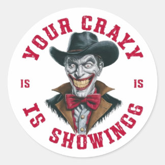 Pegatina Redonda Un vaquero travieso