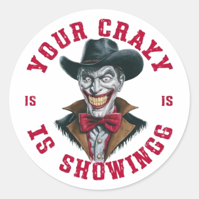 Pegatina Redonda Un vaquero travieso (Anverso)