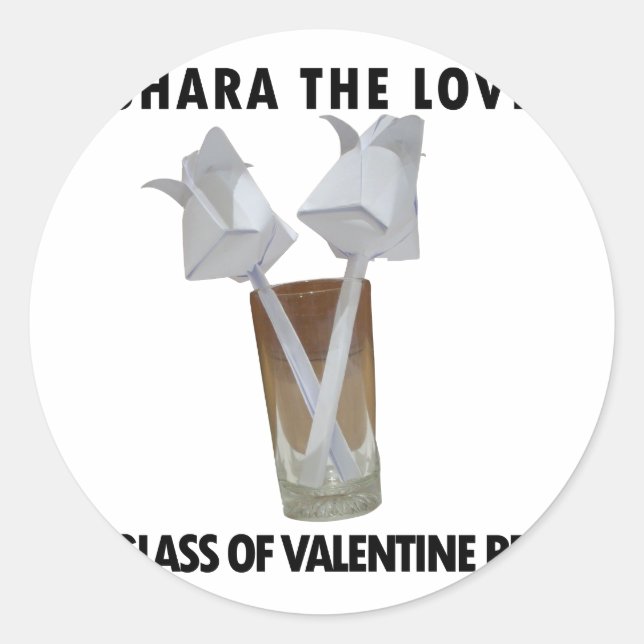 Pegatina Redonda Un vaso de paz valentina. (Anverso)