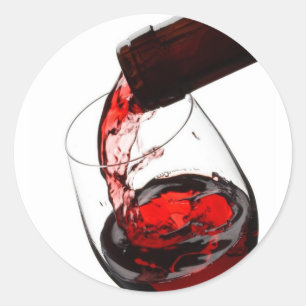 Pegatina Redonda Un vaso de vino tinto
