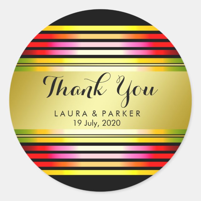 Pegatina Redonda Un yoga negro del arcoiris limpio gracias Boda (Anverso)