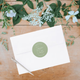 Pegatina Redonda Una boda inteligente verde sabia salva la fecha