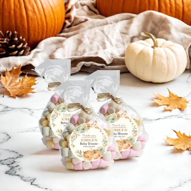 Pegatina Redonda Una calabaza está en camino - Baby Shower (Subido por el creador)