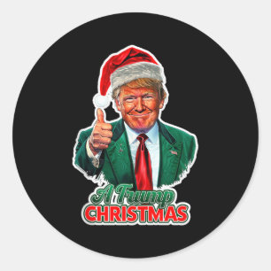 Pegatina Redonda Una camiseta sin mangas de Navidad de Trump 