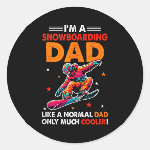 Pegatina Redonda Una definición de papá que practica snowboarding m