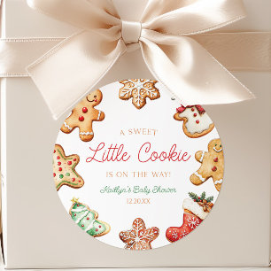 Pegatina Redonda Una Dulce Galleta de Jengibre Baby Shower