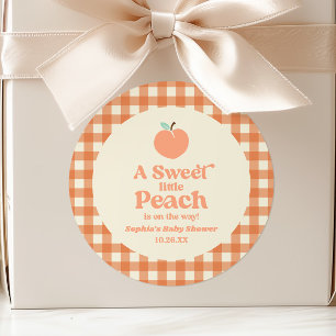 Pegatina Redonda Una dulce pequeña fruta de melocotón rosa naranja 