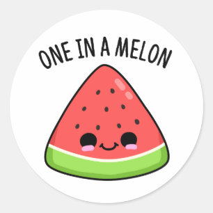 Pegatina Redonda Una en un melón de melón divertida