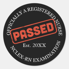 Pegatina Redonda una enfermera registrada oficialmente - pasó nclex