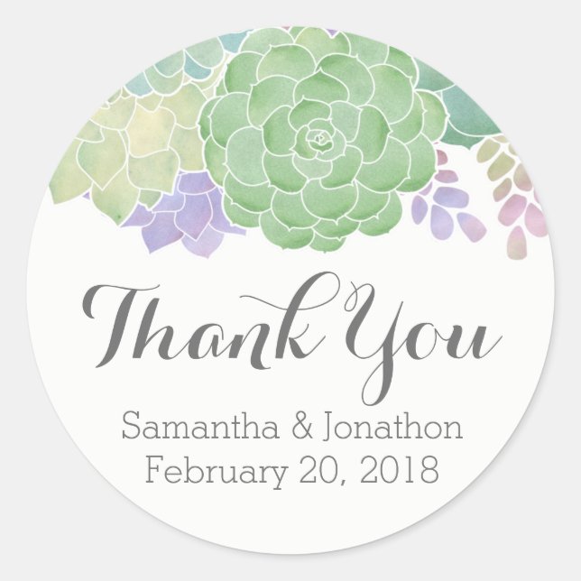 Pegatina Redonda Una exitosa Boda Bouquet Elegante Gracias (Anverso)