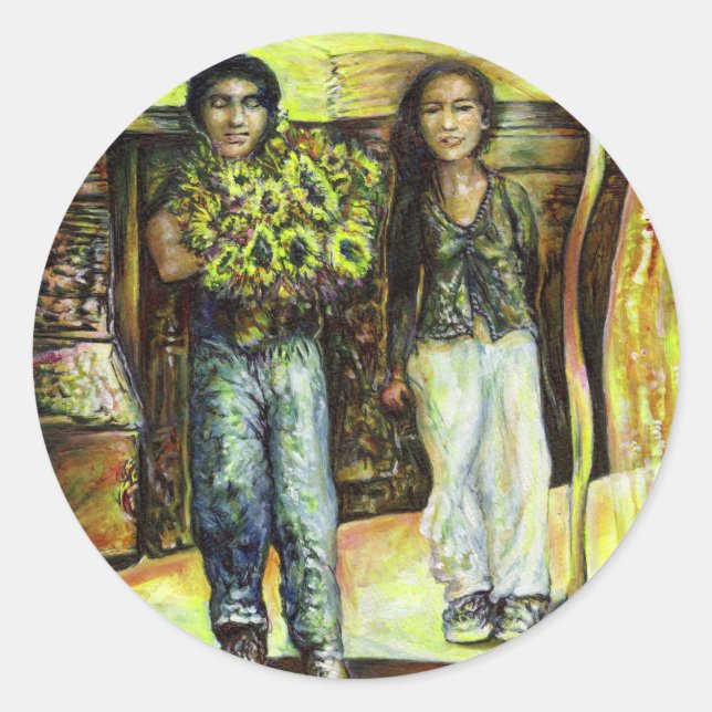 Pegatina Redonda Una fase de ChapeI de un ChaIIenge (Anverso)