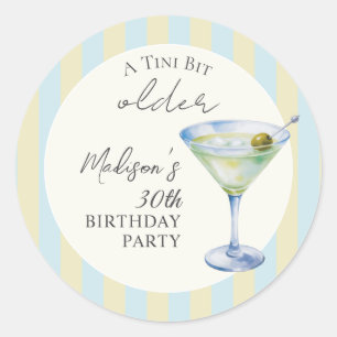 Pegatina Redonda Una fiesta de cumpleaños con cóctel de martini un