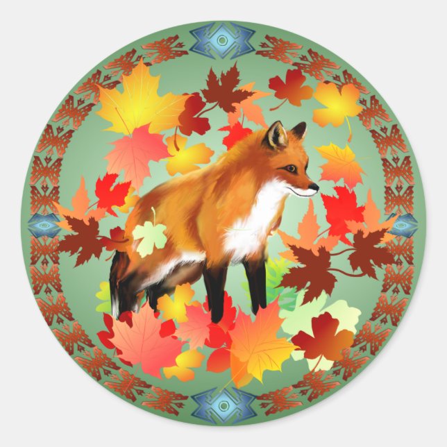 Pegatina Redonda Una FOX en caída (Anverso)