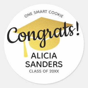 Pegatina Redonda Una Galleta Inteligente Felicitaciones al Graduado