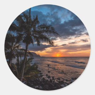 Pegatina Redonda Una hermosa puesta de sol