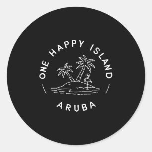 Pegatina Redonda Una Isla Feliz Aruba Recuerdo Vacaciones de Verano