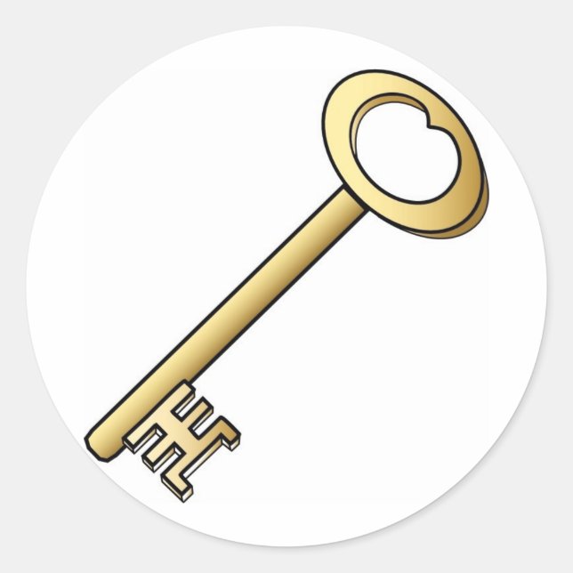Pegatina Redonda Una llave de oro antigua (Anverso)