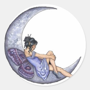 Pegatina Redonda Una luna de hadas