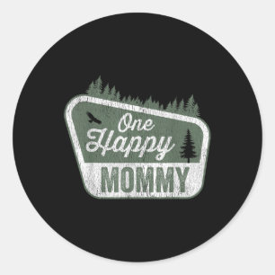 Pegatina Redonda Una Mamá Feliz Camiseta A Juego Para Cumpleaños Fa
